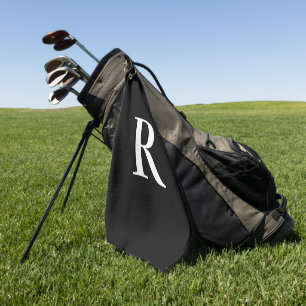 Monogram, modern Schwarz/Weiß Golfhandtuch