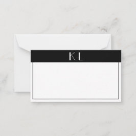 Monogram Modern Schwarz-weiß Minimalistisch Mitteilungskarte