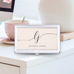 Monogram Modern Script Calligraphy Elegant Visitenkarten Dose<br><div class="desc">Monogram,  Modern Script Calligraphy Elegant Business Card Case</div>