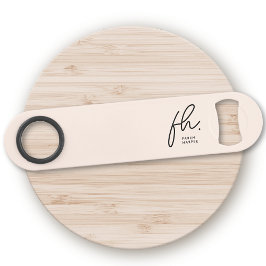 Monogram, Modern Script Girl Feminine Blush Pink Speed Flaschenöffner