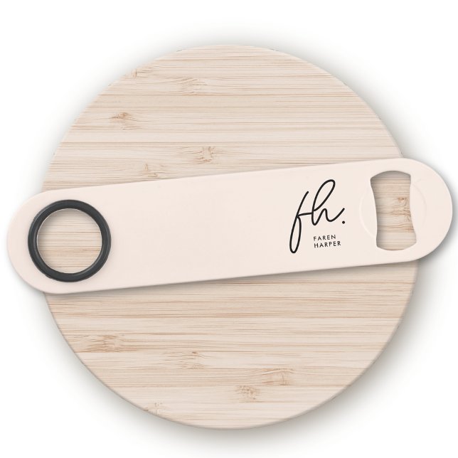 Monogram, Modern Script Girl Feminine Blush Pink Speed Flaschenöffner (Von Creator hochgeladen)