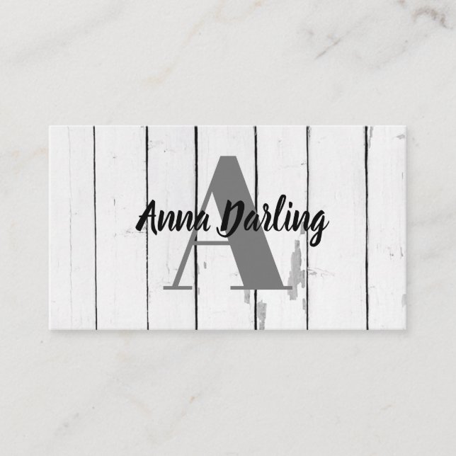 Monogram, Modern Shiplap Print Business Card Visitenkarte (Vorderseite)