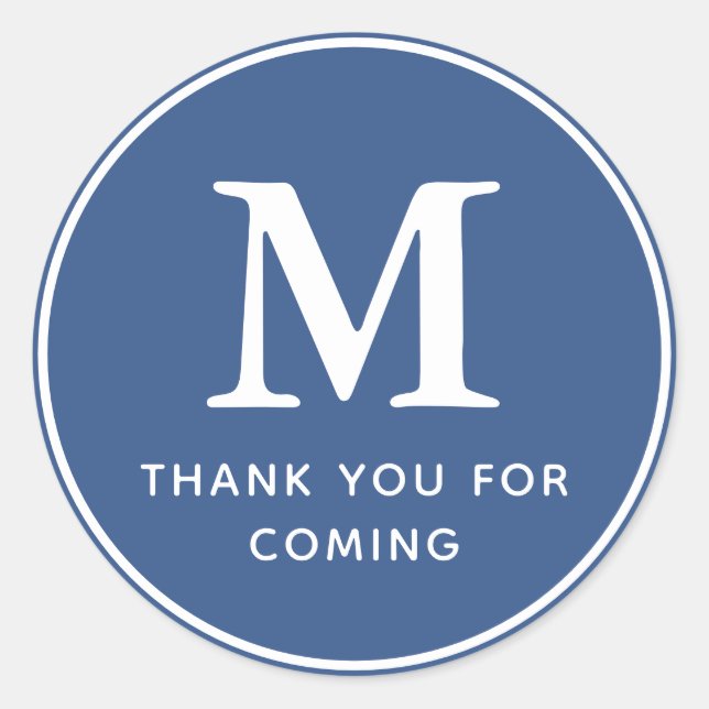 Monogram Modern Simple Chic Danke, dass du gekomme Runder Aufkleber (Vorderseite)