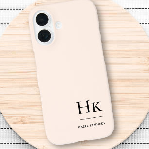 Monogram Modern Simple Chic Mit Monogramm Blush Pi iPhone 16 Hülle