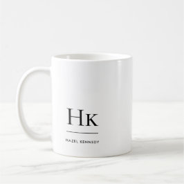 Monogram Modern Simple EleganWhite Mit Monogramm Kaffeetasse
