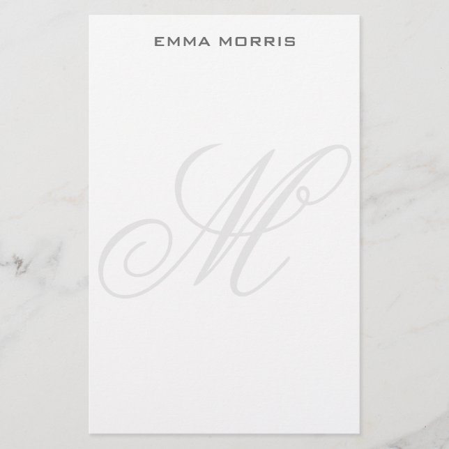 Monogram Modern Simple Minimalist Plain Briefpapier (Vorderseite)