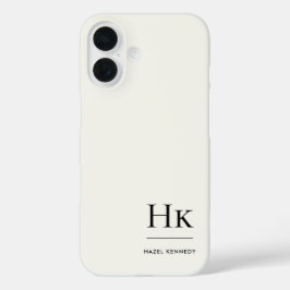 Monogram Modern Simple Monogrammed Ivory White iPhone 16 Hülle