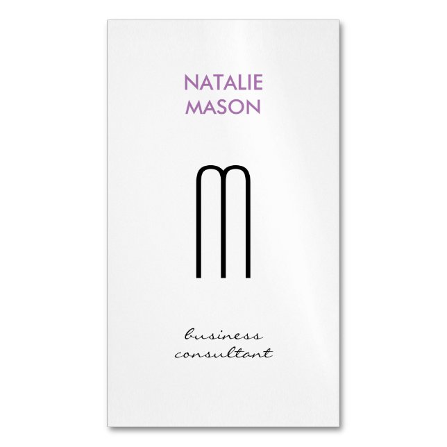 Monogram, Modern Sleek and Slim 2 Magnetische Visitenkarte (Vorderseite Vertikal)