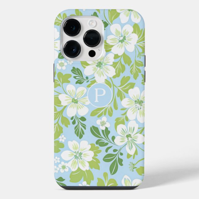 Monogram Modern Spring Primel Blumenmuster  iPhone 14 Pro Max Hülle (Rückseite)