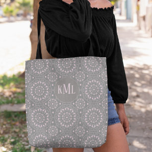 Monogram Modern Stilvoll rosa und grau Tasche