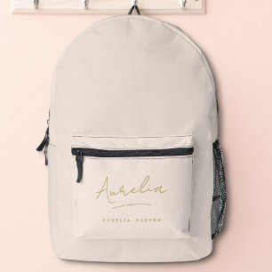 Monogram Modern Stylish Blush Pink Gold Script Bedruckter Rucksack