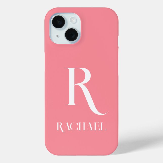 Monogram Modern Stylish Pink Case-Mate iPhone Hülle (Rückseite)