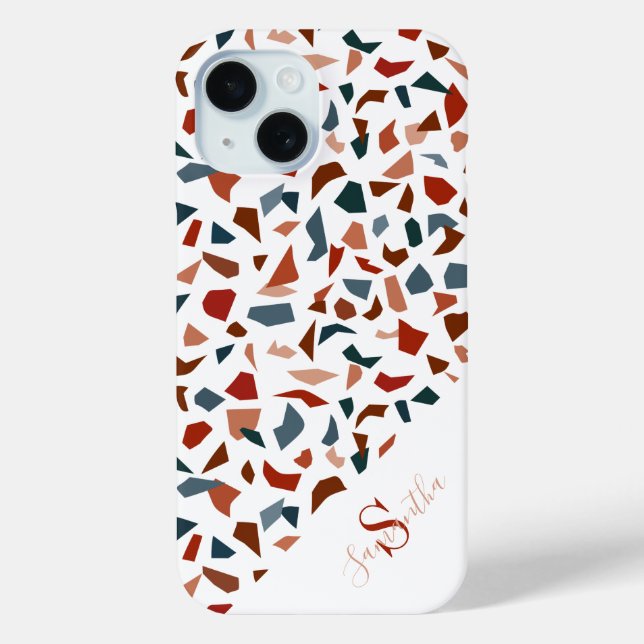 Monogram Modern Terrazzo Mosaic Muster Case-Mate iPhone Hülle (Rückseite)