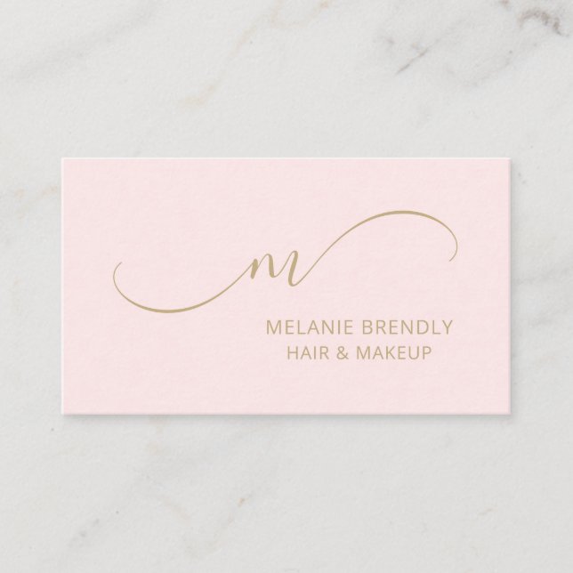 Monogram Modern Trendrosa Business Card Visitenkarte (Vorderseite)