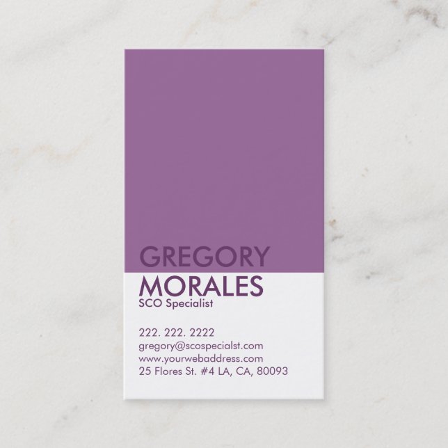 Monogram, Modern White & Lila SEO Specialist Visitenkarte (Vorderseite)