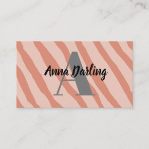 Monogram Modern Zebra Print Business Card Visitenkarte