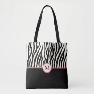 Monogram Modern Zebra Print Safari Tiermuster Tasche