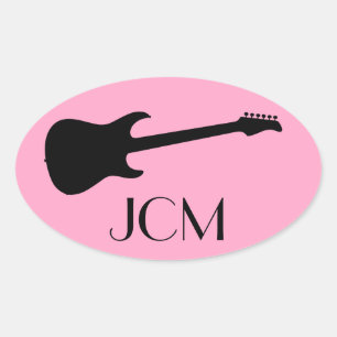 Monogram Moderne Black Electric Gitarre, Carnation Ovaler Aufkleber