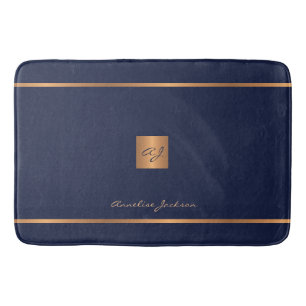 Monogram, moderne, elegante Glitzer Marine und Gol Badematte