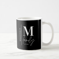 Monogram, moderne Schwarz-personalisiert-Foto-Fami