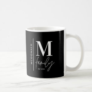 Monogram, moderne Schwarz-personalisiert-Foto-Fami Kaffeetasse