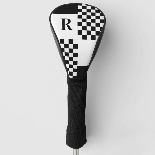 Monogram Moderner Karo Schwarz/Weiß Golf Headcover (Vorderseite)