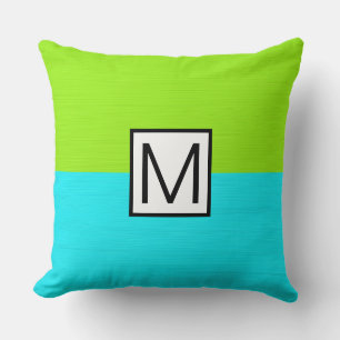 Monogram Modernes Cyan und Limones Elegant Kissen