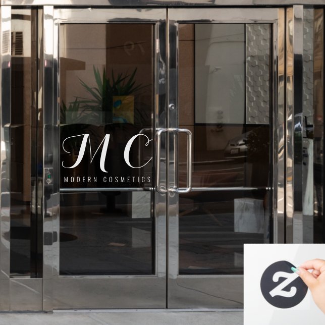 Monogram, Modernes Elegant Typografy Company Fensteraufkleber (Büro Tür)