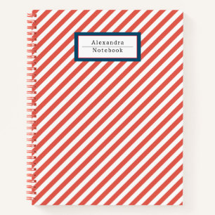 Monogram Modernes, farbenfroh gestreiftes Muster Notizbuch