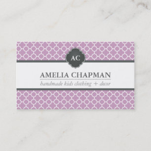 MONOGRAM Modernes marrokanisches Muster lilac lila Visitenkarte