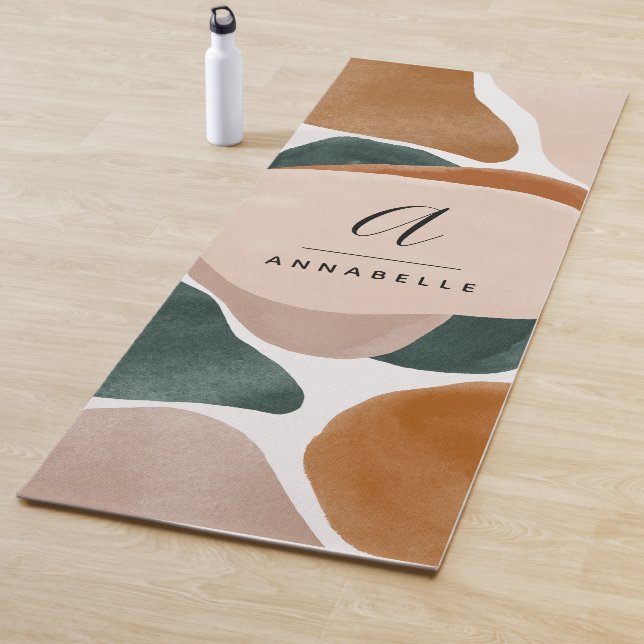 Monogram modernes Rostgrün abstrakt stylisch Yogamatte (Beispiel)