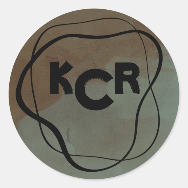 Monogram Moody Dark Side of the Moon Doodle Runder Aufkleber (Vorderseite)