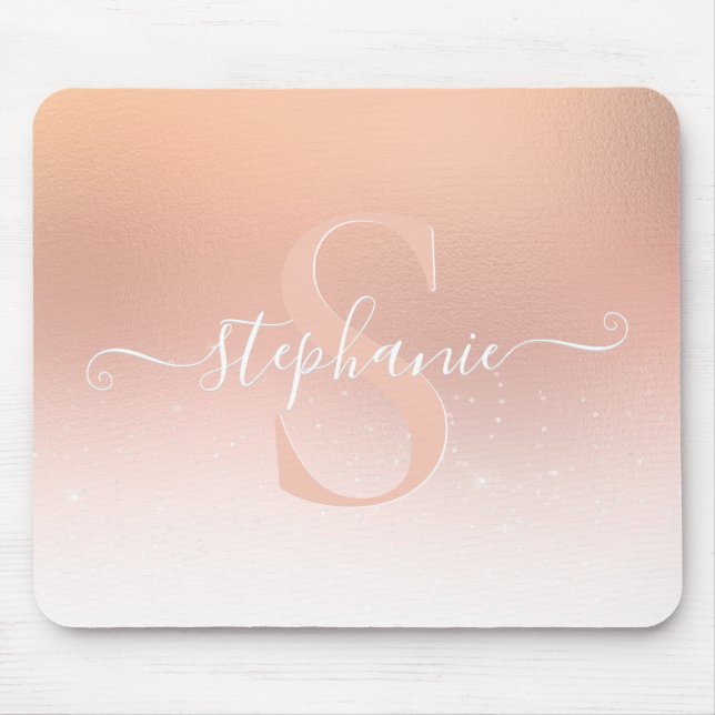 Monogram-Mouse-Pad mit Goldschimmer-Glitzer Mousepad (Vorne)