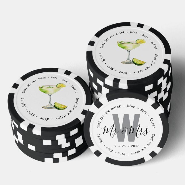 Monogram Mr. Margarita Drink Voucher Wedding Pokerchips (Stapel)