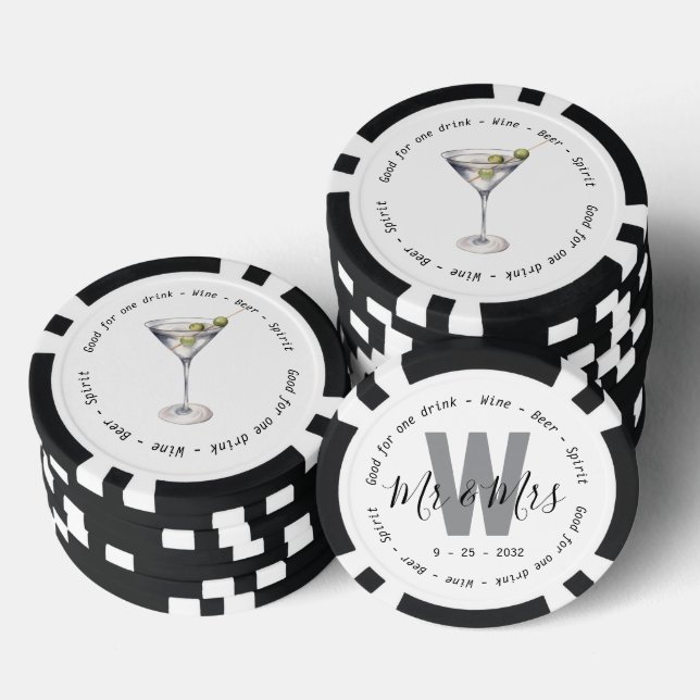 Monogram Mr. Martini Drink Voucher Wedding Pokerchips (Stapel)