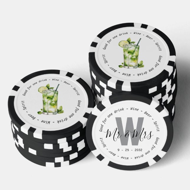 Monogram Mr. Mojito Drink Voucher Wedding Pokerchips (Stapel)