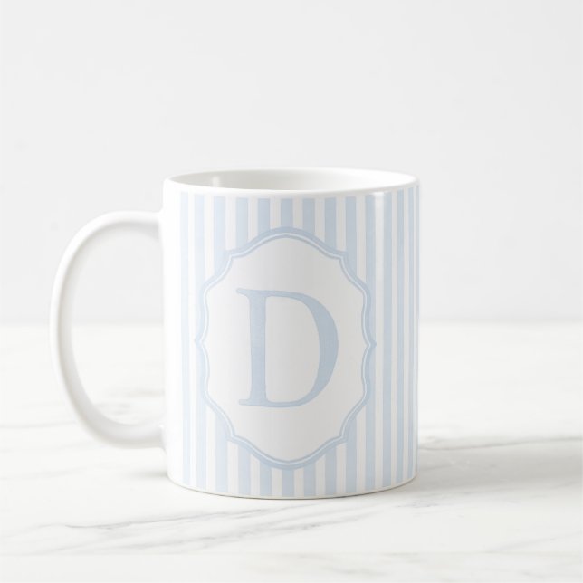 Monogram Mug Letter D, Blue Striped Kaffeetasse (Links)