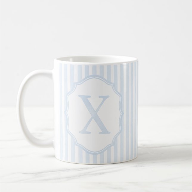 Monogram Mug Letter X, Blue Striped (Gauche)