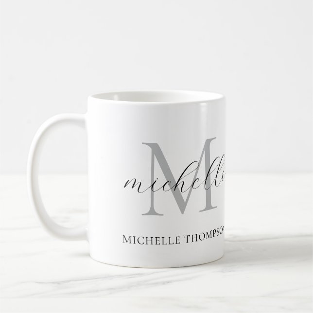 Monogram Mug with Initial and Name, Simple  Kaffeetasse (Links)