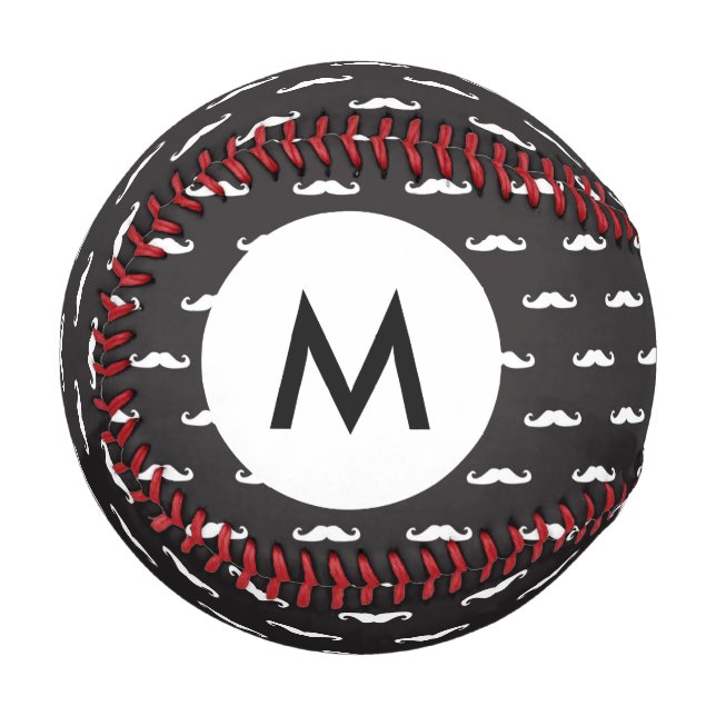 Monogram Mustache-Hipster Baseball (Vorderseite Links)