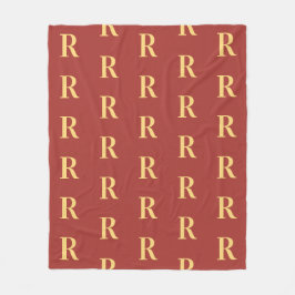 Monogram Muster Brown Gold Fleecedecke