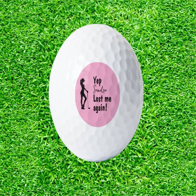 Monogram My Happiness Lady theme Golf Balls Golfball (Swing with Style, Play with Grace!)