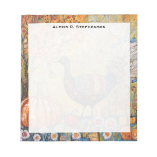 Monogram Mystischer Halbmond Herbst Truthahn Notizblock