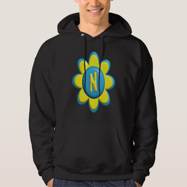 Monogram N  Colorful Flower Hoodie (Vorderseite)