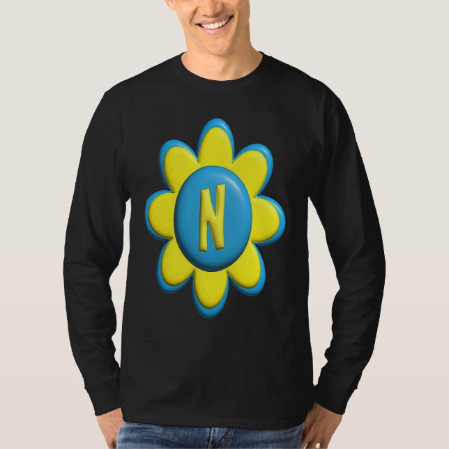 Monogram N  Colorful Flower T-Shirt (Vorderseite)