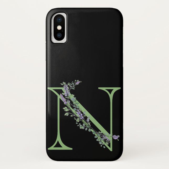 Monogram N Lavendel Eucalyptus Case-Mate iPhone Hülle (Rückseite)