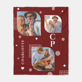 Monogram Name 3 Foto Collage Trendy Fleecedecke