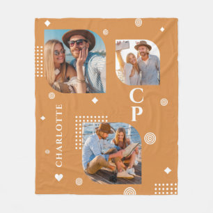 Monogram Name 3 Foto Collage Trendy Fleecedecke
