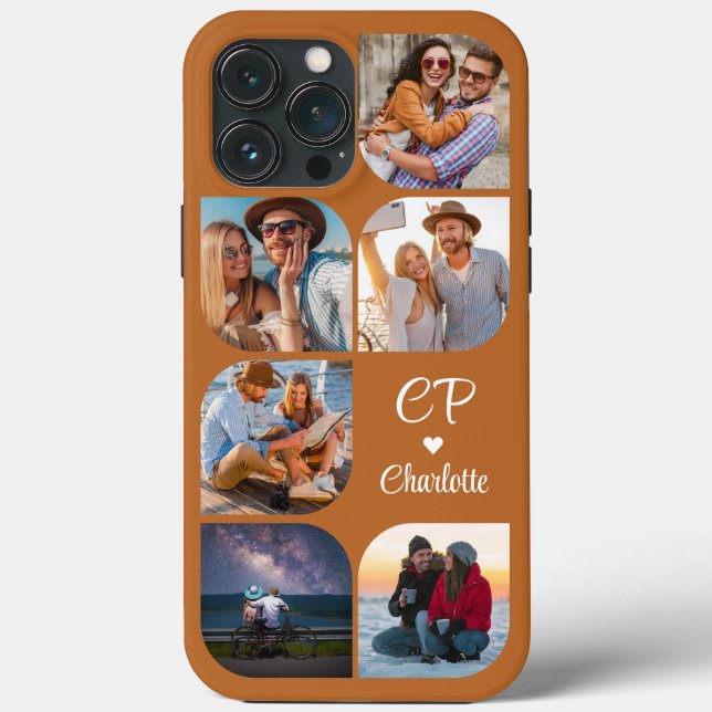 Monogram Name 6 Foto Modern Trendly Simple Case-Mate iPhone Hülle (Rückseite)