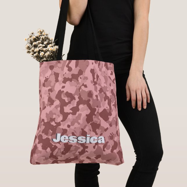 Monogram Name auf der Maroon-Camouflage | Tasche (Von Nahem)